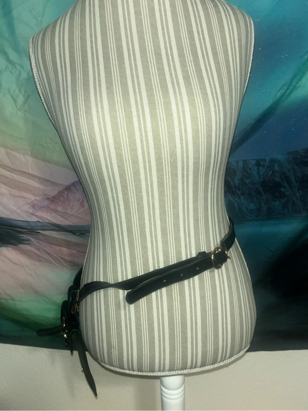 Black Leather Belt Bag with Gold Hardware